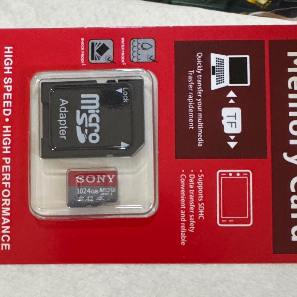 Sony Red and Black Micro SD Card with Adapter